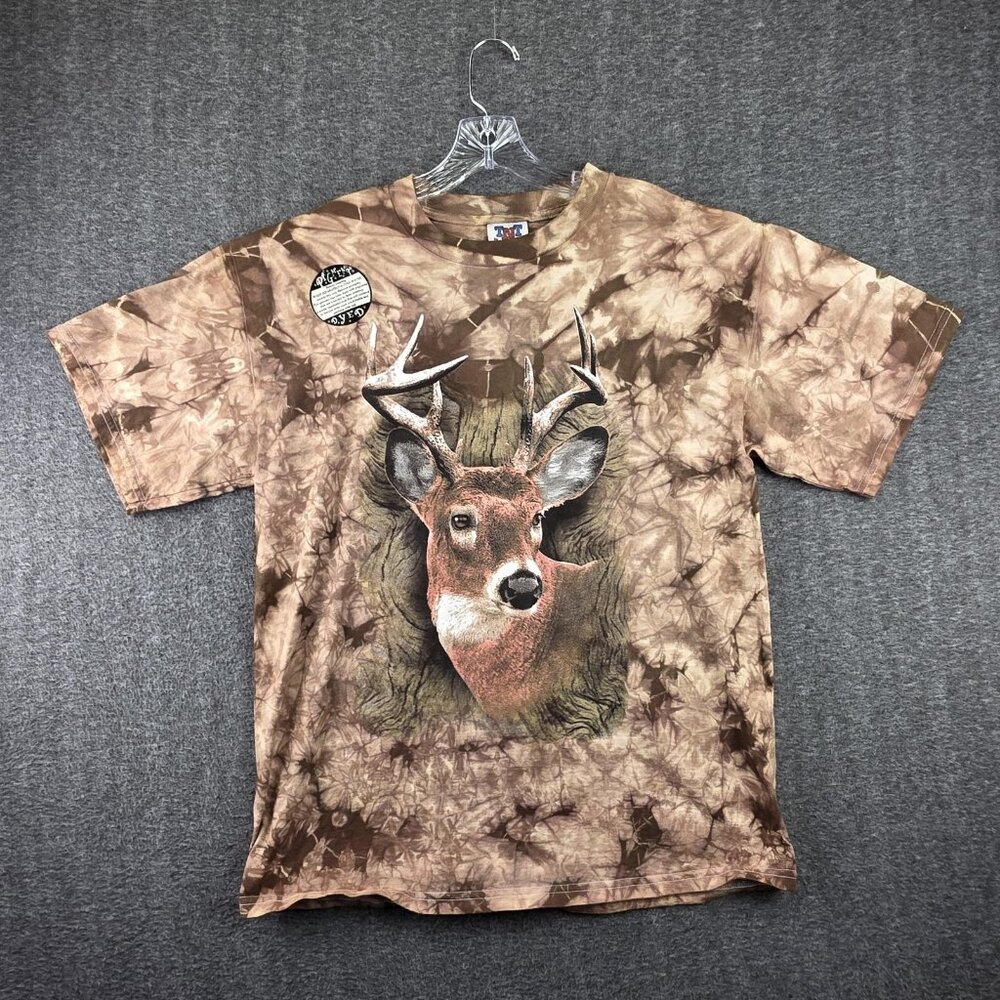TNT By Trau & Loevner Shirt Mens Large Brown Deer Buck Tie Dye Graphic Tee